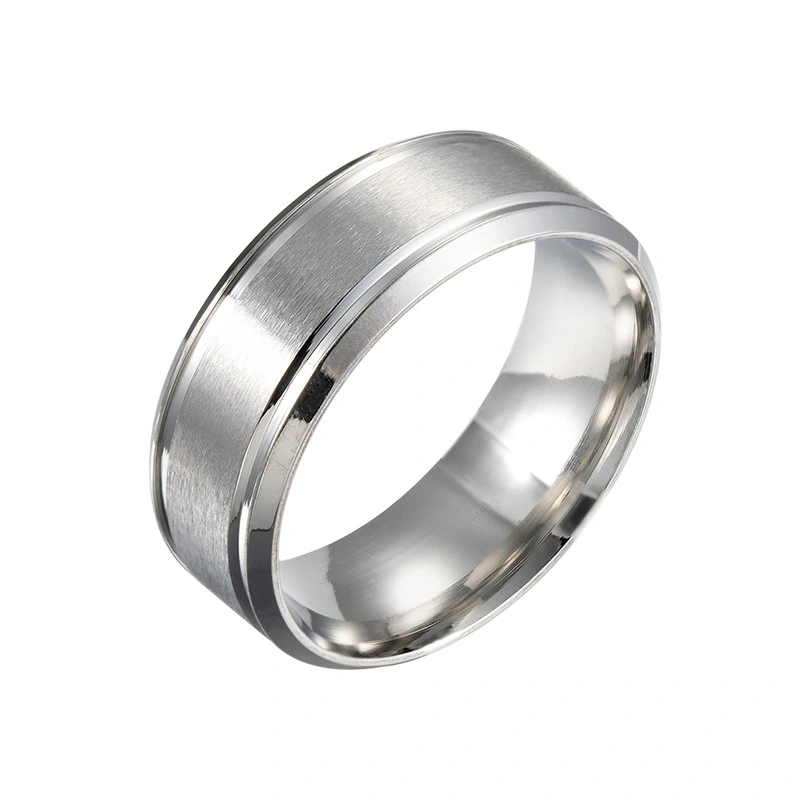 Matte Double Beveled Simple Men's Ring