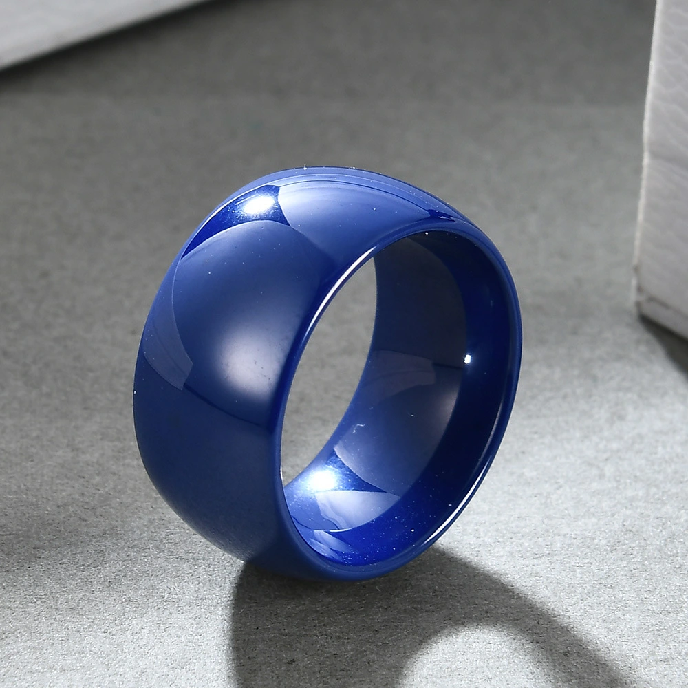 European And American Fashion Ladies Blue And White Ceramic Ring