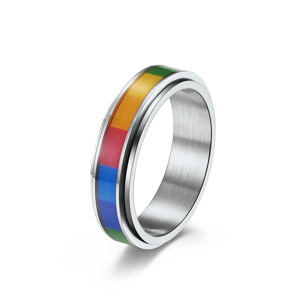 Fashionable Men Rainbow Color Titanium Steel Ring