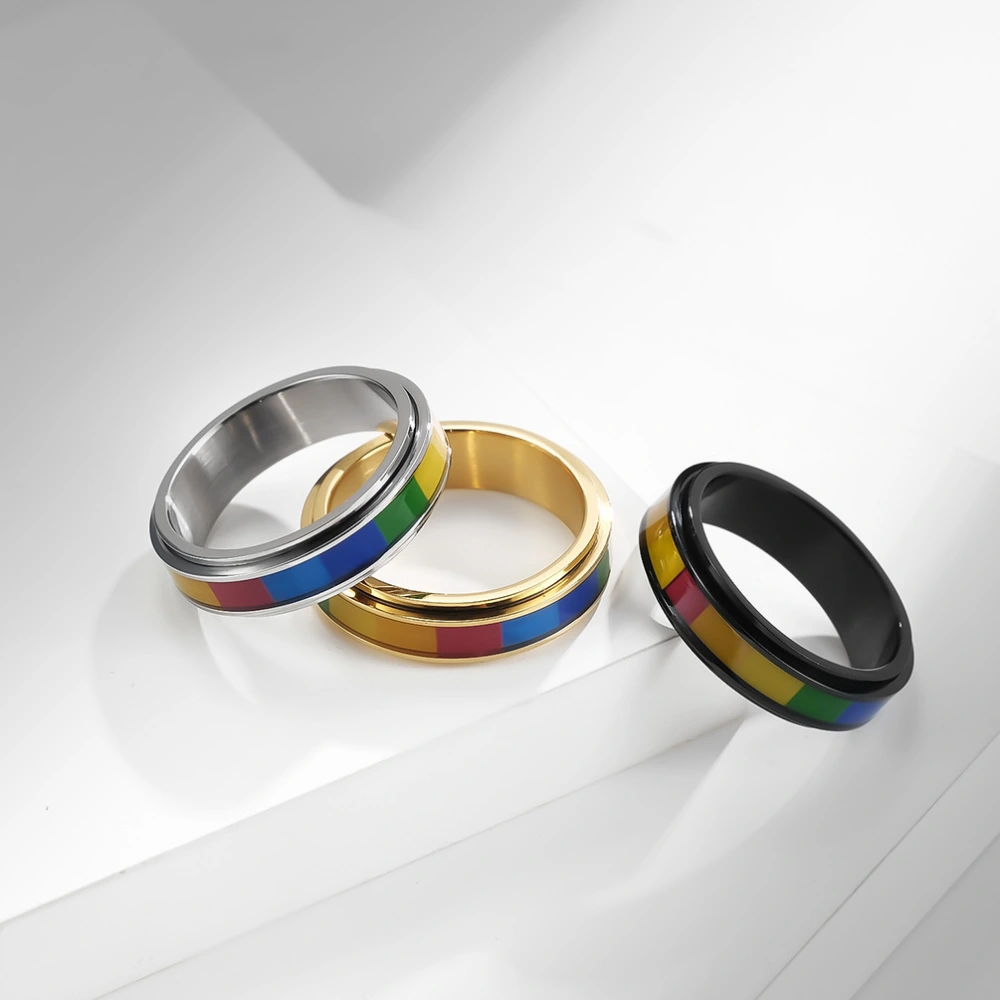 Fashionable Men Rainbow Color Titanium Steel Ring