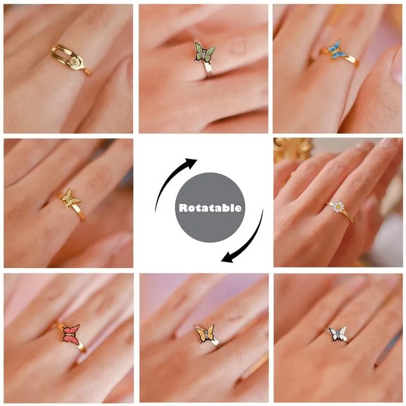 Finger Spinner Rings Fidget Anxiety Ring For Women Relieving