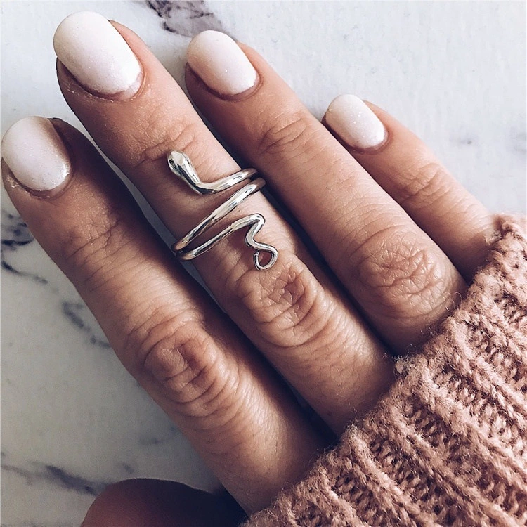 European And American Fashion Alloy Silver Snake Ring Ladies Men