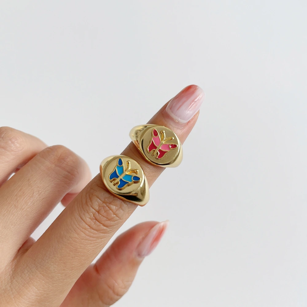 Personality Epoxy Butterfly Ring Ladies Temperament Opening