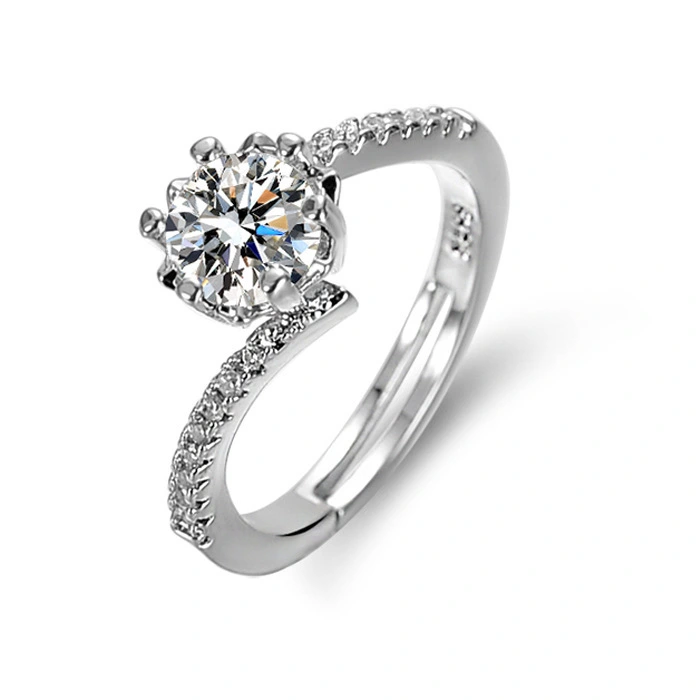 Female Zircon Inlaid Diamond Ring Twist Arm