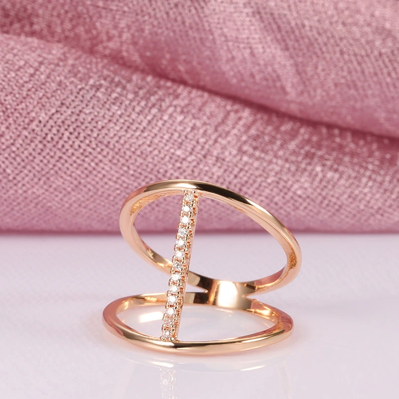 Fashion Environmentally Friendly Gold-plated Copper And Zircon Light Luxury Ring