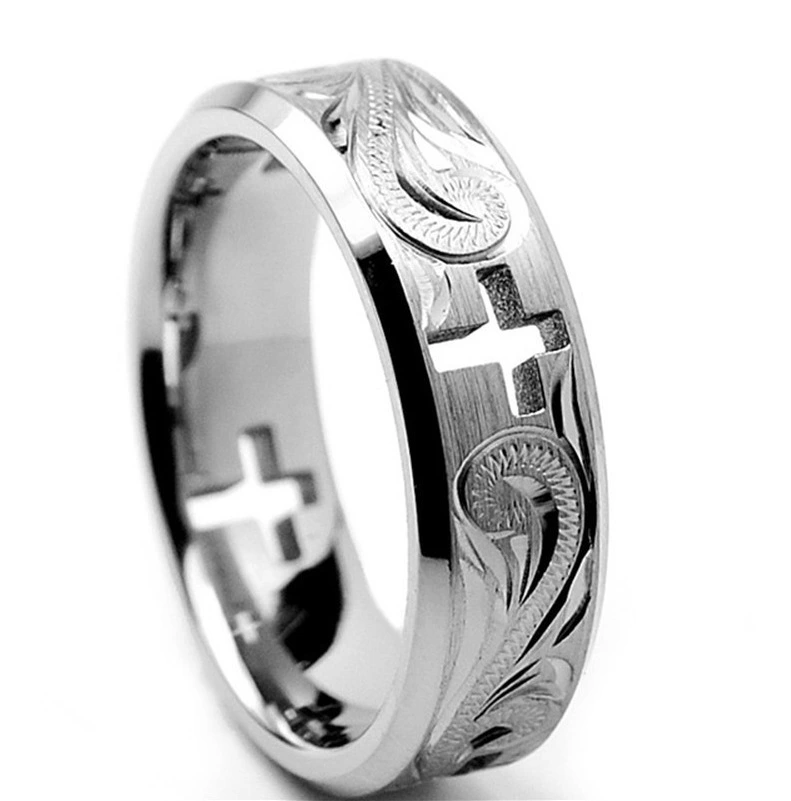 Female Alloy Ring With Pattern Cross