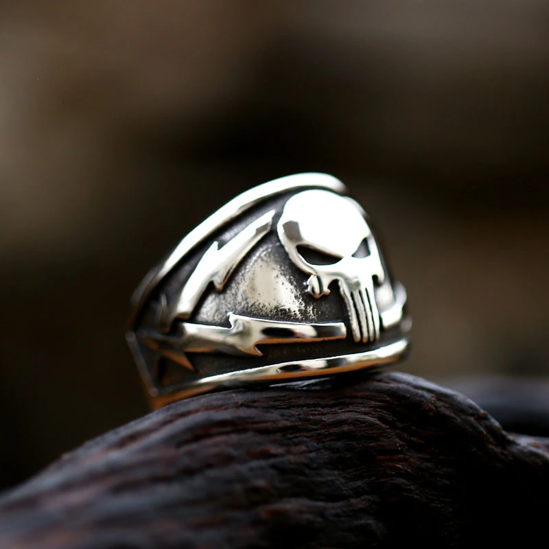 Skull Titanium Steel European And American Men's Retro Punk Style Stainless Steel Ring