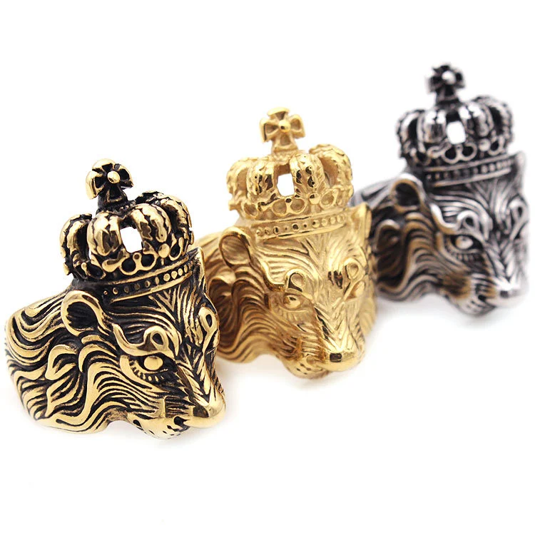 Crown Lion Domineering Stainless Steel Ring