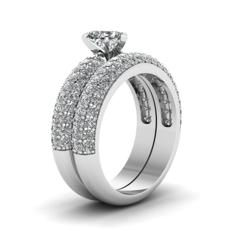 Double row full diamond set ring