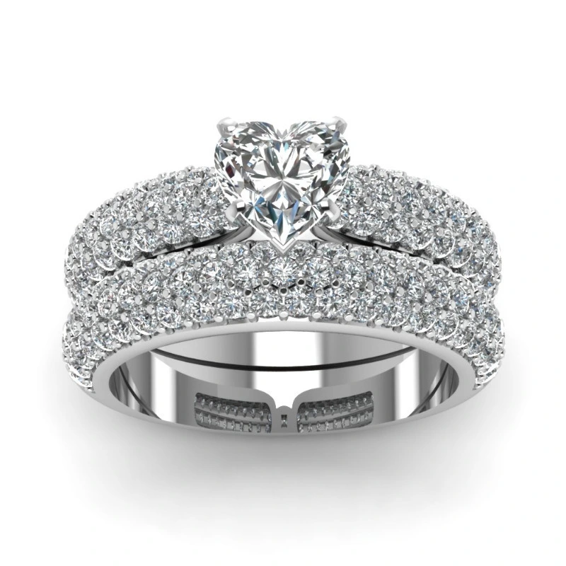 Double row full diamond set ring