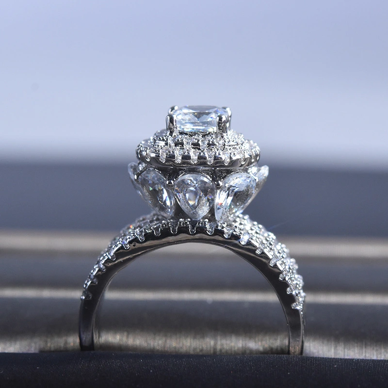 European and American luxury three-layer full diamond group ring