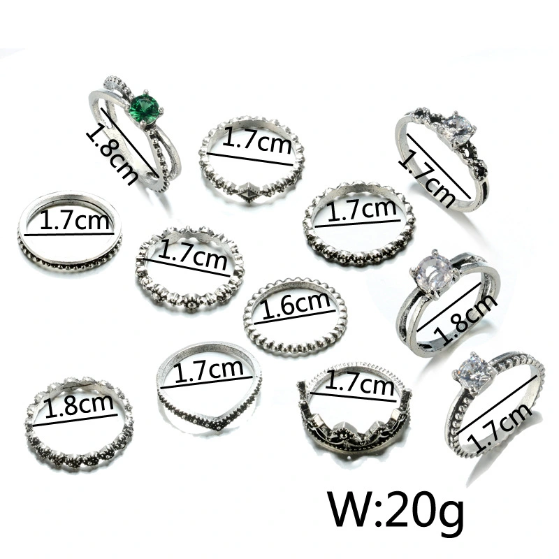 European and American Emerald Crown Irregular Ring Set