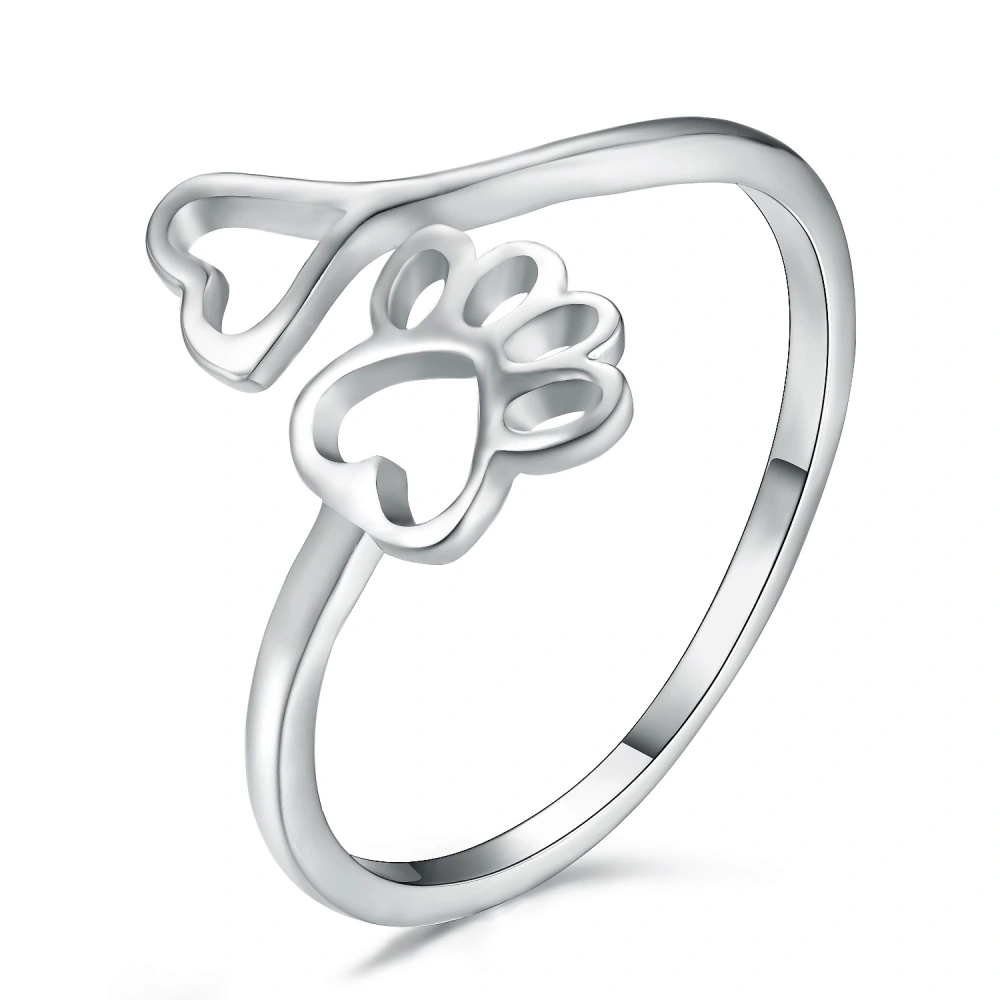 Dog print love hollow ring