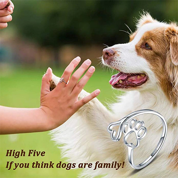 Dog print love hollow ring