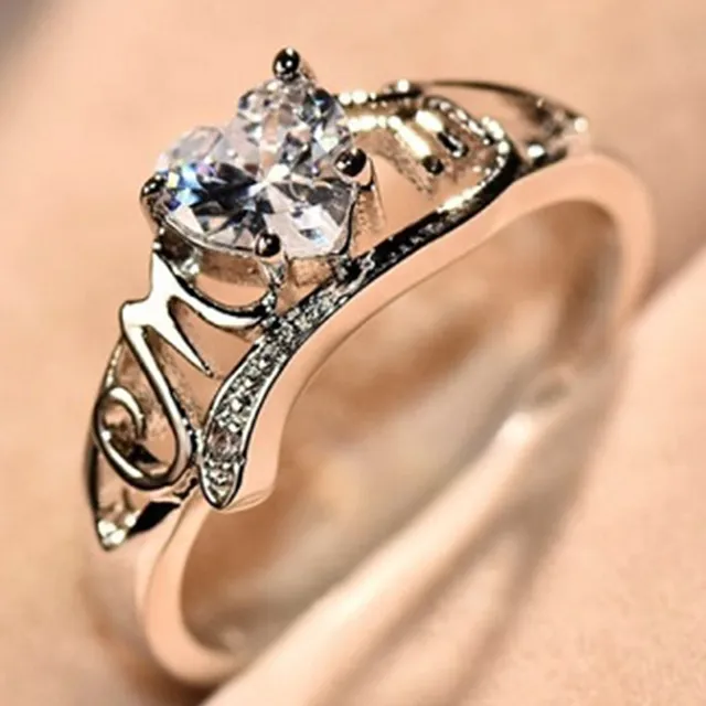 New plating heart-shaped zircon ring