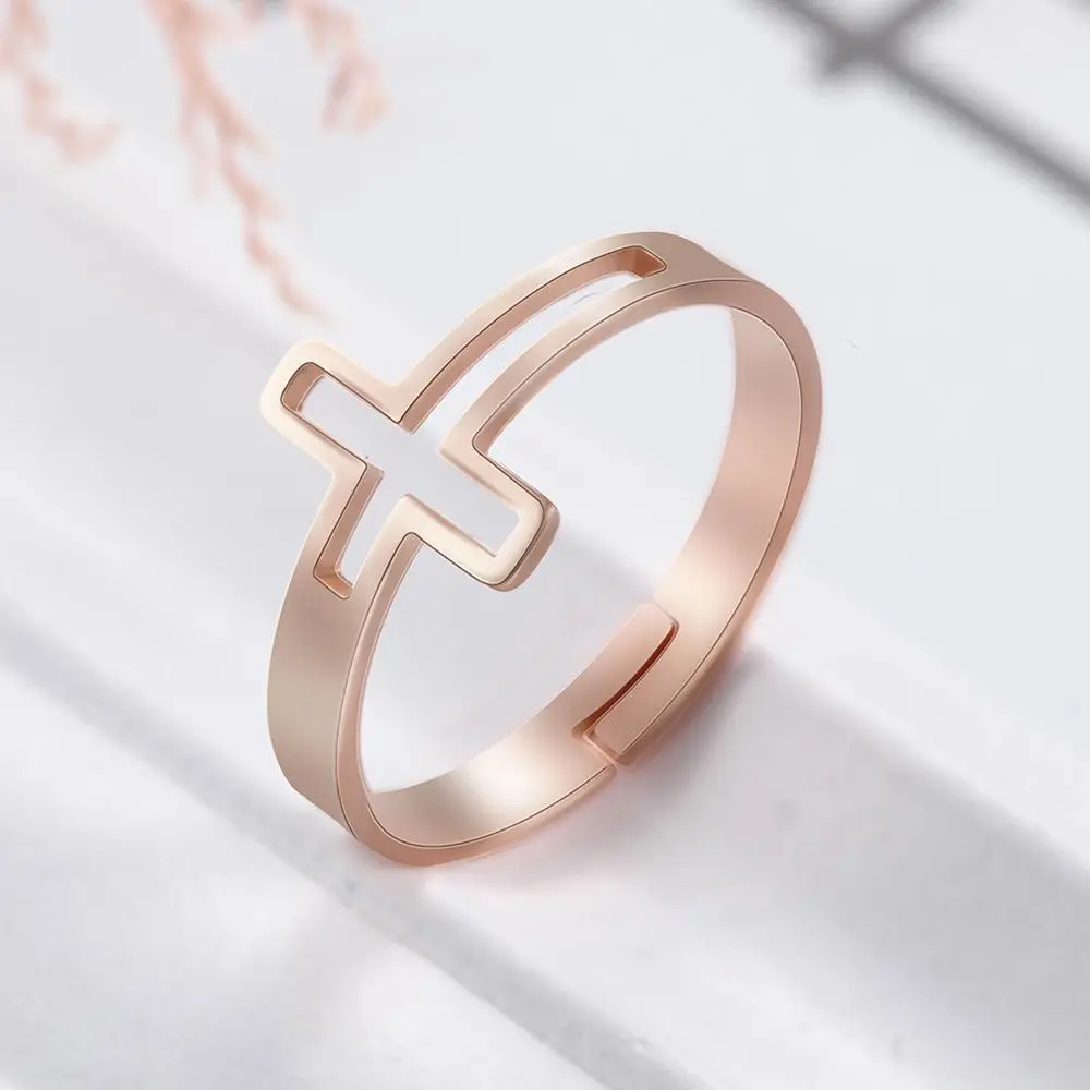 Cross stainless steel ring