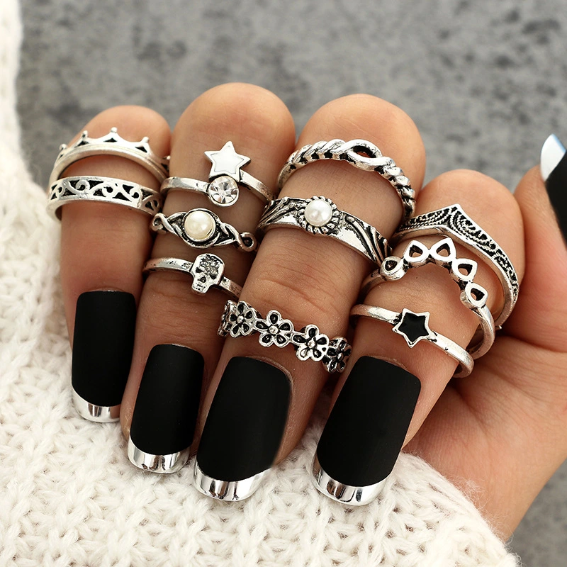 Fashion Retro Carved 11 Piece Set Joint Ring