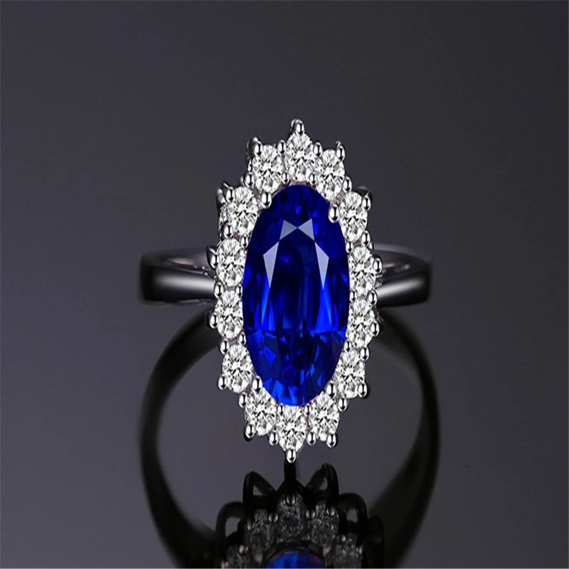 Blue gemstone zircon ring female