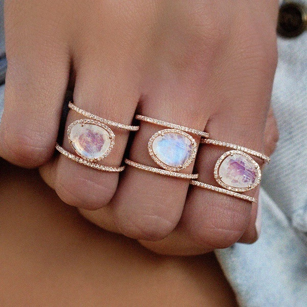 Irregular natural moonstone ring