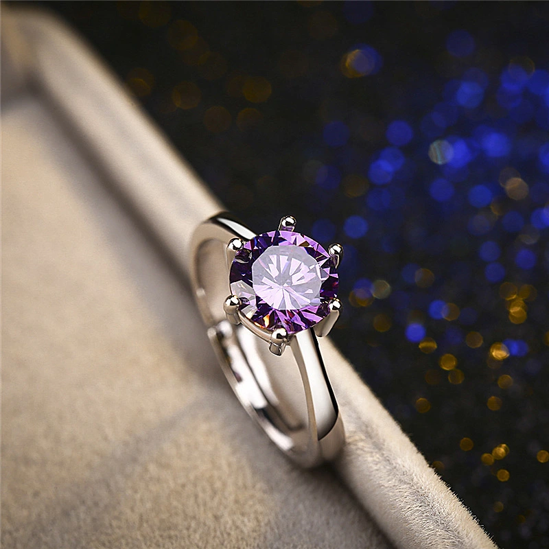 Lady Purple Zircon Six Prong Ring