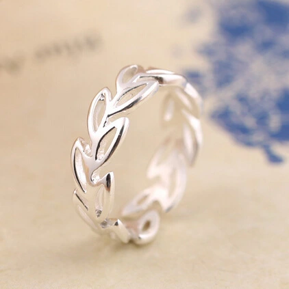 Leaf hollow plain silver ring S925 jewelry