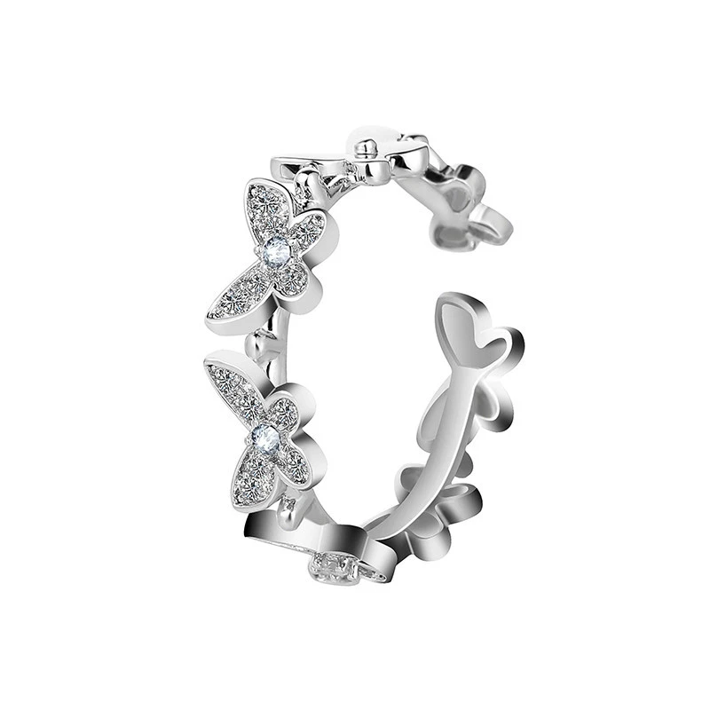 Fashion Micro Diamond Dancing Butterfly Ring