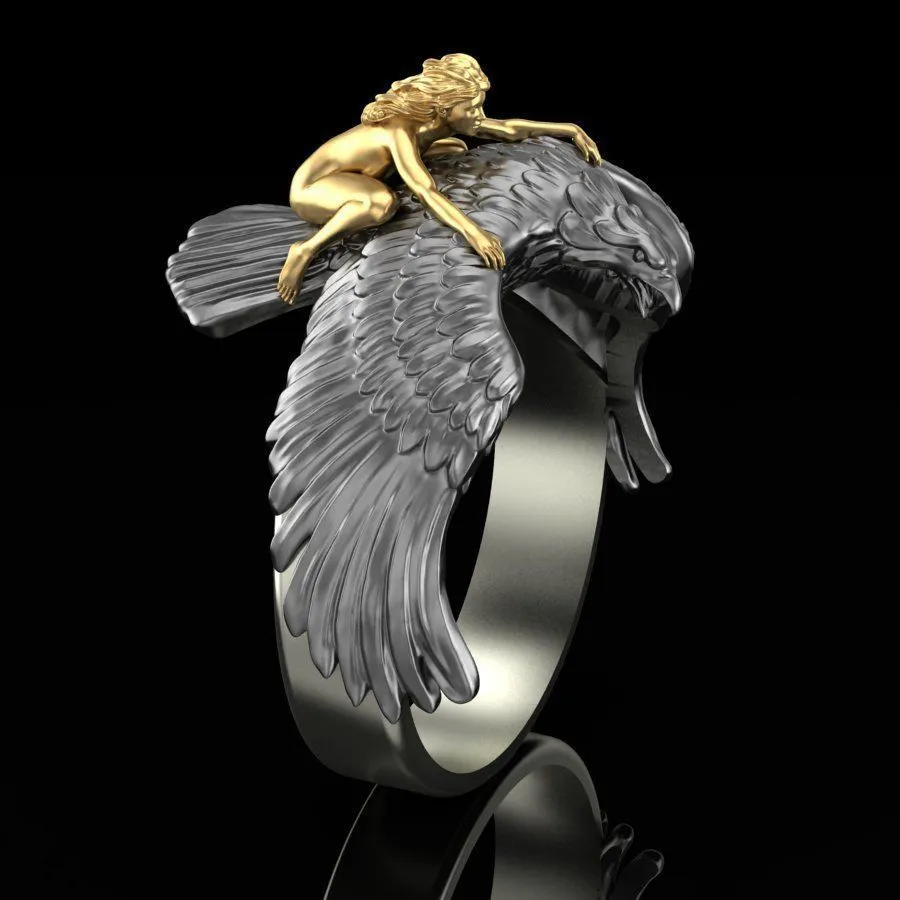 Flying Golden Girl Ring Fashion Creative Ring
