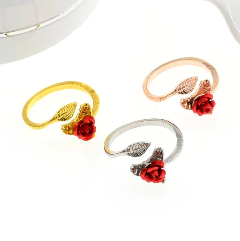 Sweet Temperament Female Rose Flower Ring Adjustable Ring