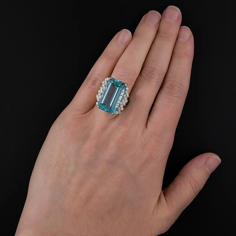 Fashion Luxury Topaz Sapphire Ring Hand Jewelry