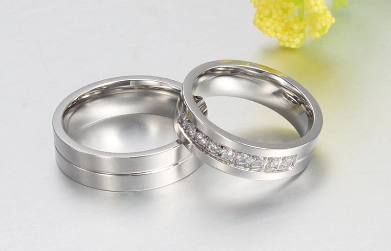 Stainless Steel Diamond Couple Ring