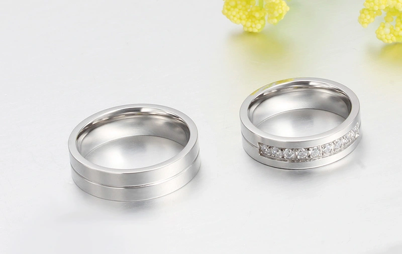 Stainless Steel Diamond Couple Ring