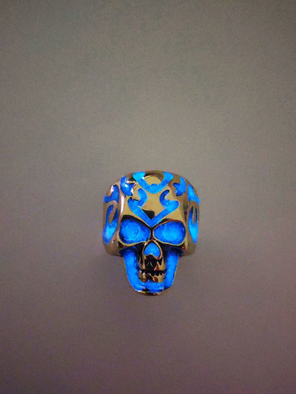 Retro flame skull luminous ring