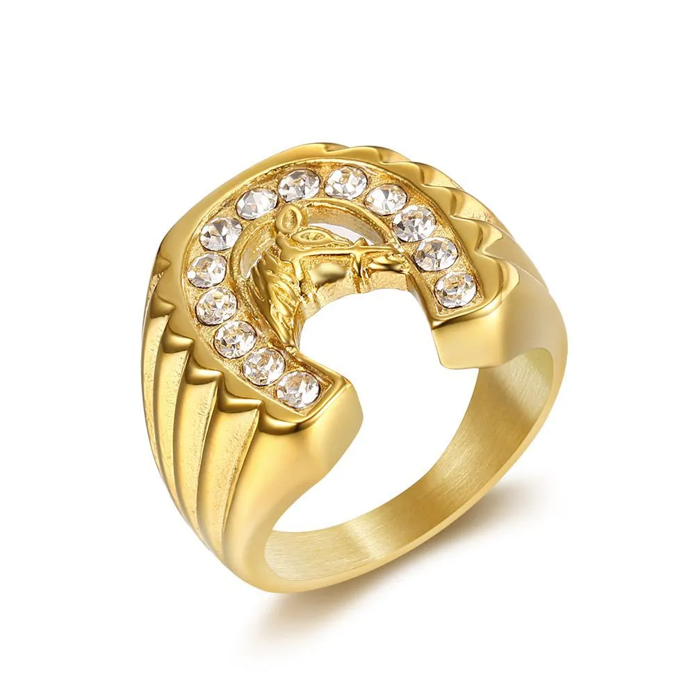 Gold Diamond Horse Head Ring