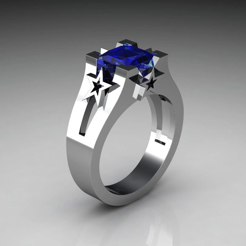 Plated Sapphire Engagement Simulation Diamond Ring