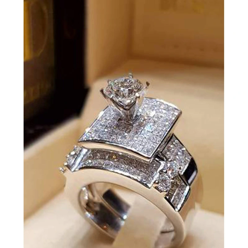 Full diamond eight hearts and eight arrows simulation diamond ring