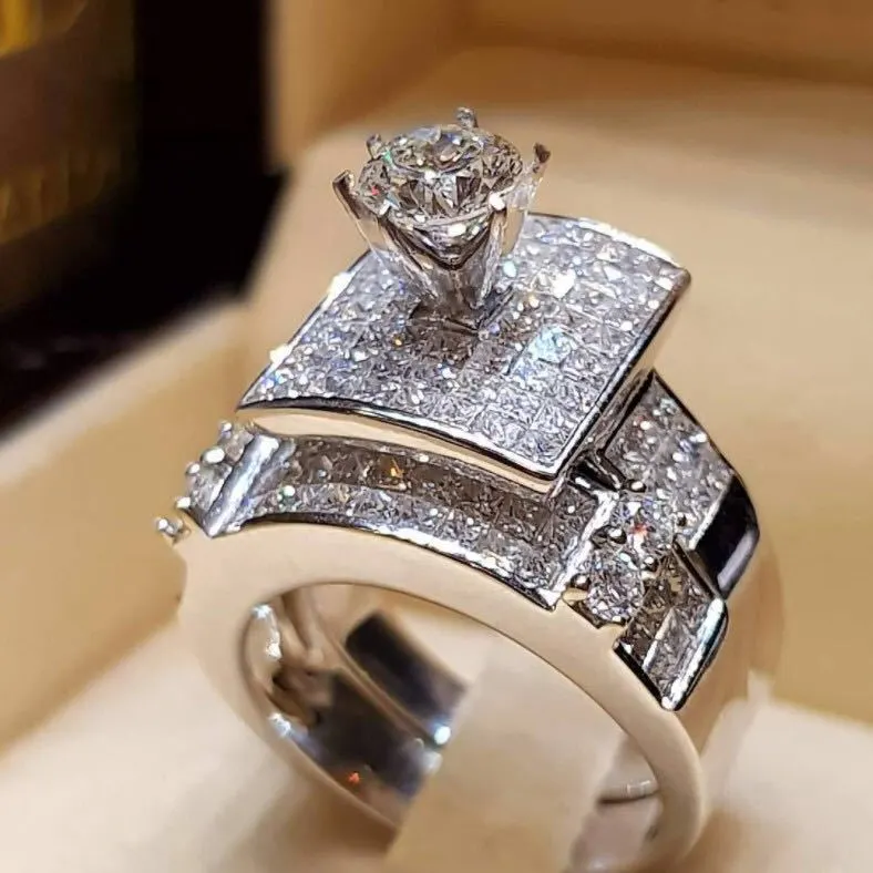 Full diamond eight hearts and eight arrows simulation diamond ring