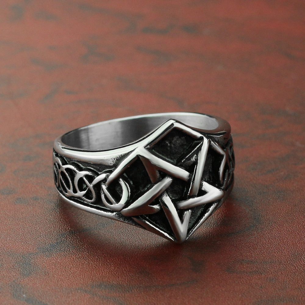 Titanium steel five-pointed star ring