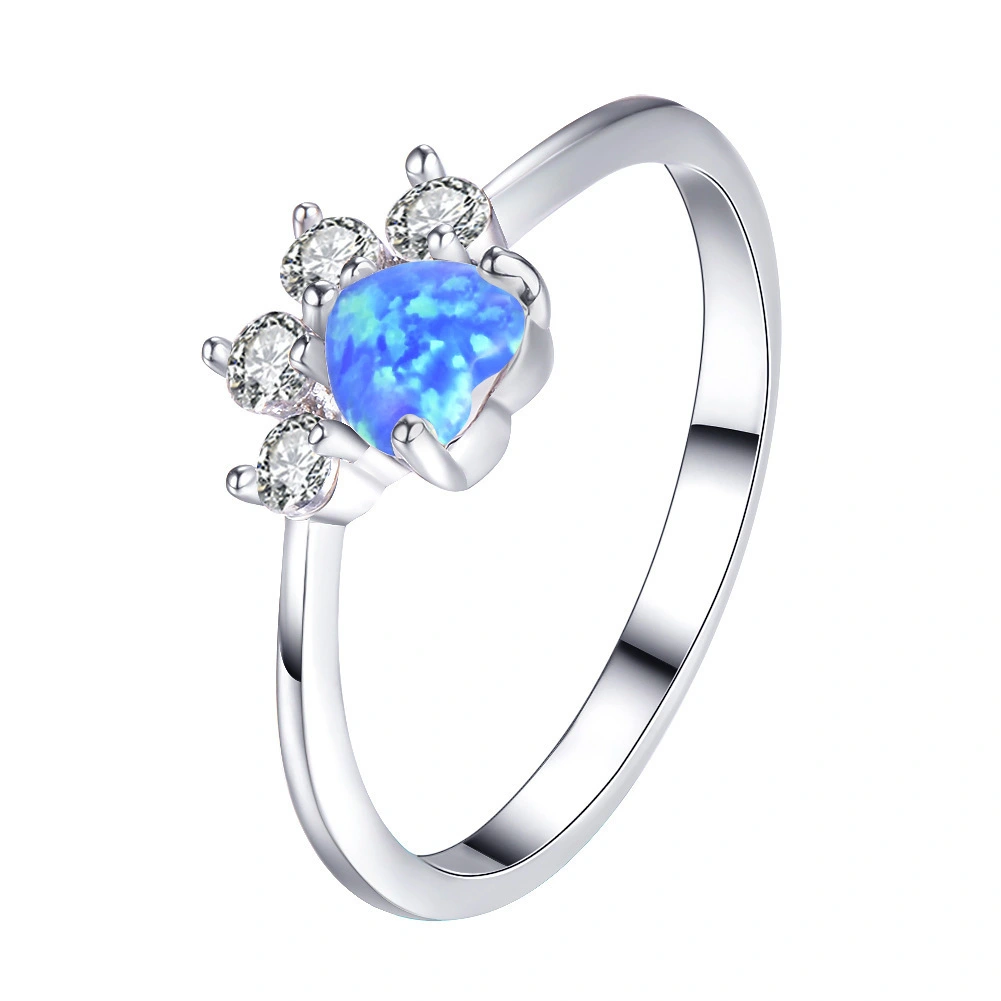 Rose Gold Footprint Heart Shaped Opal Ring