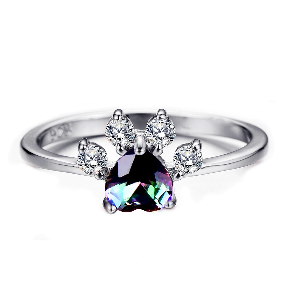 Rose Gold Footprint Heart Shaped Opal Ring