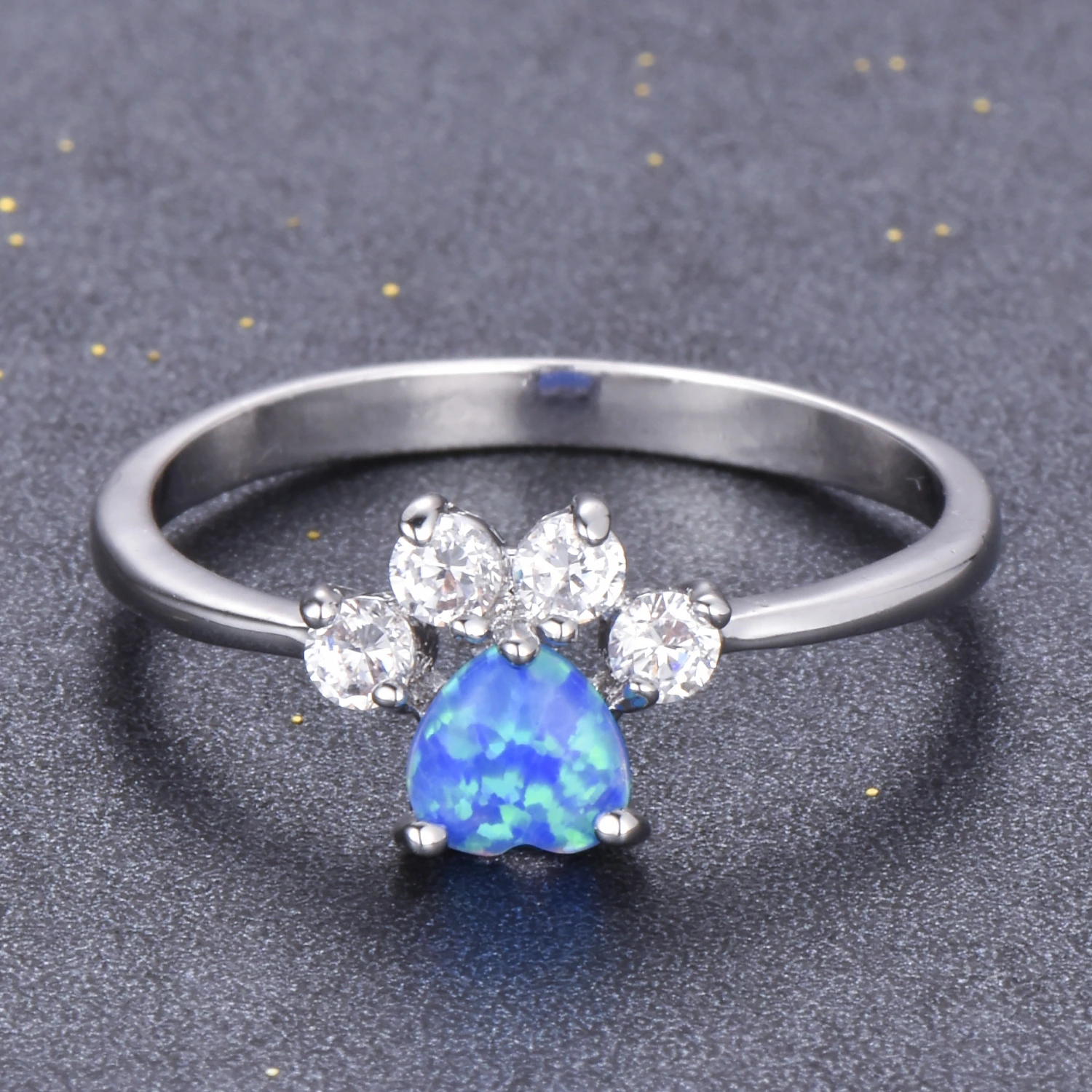 Rose Gold Footprint Heart Shaped Opal Ring