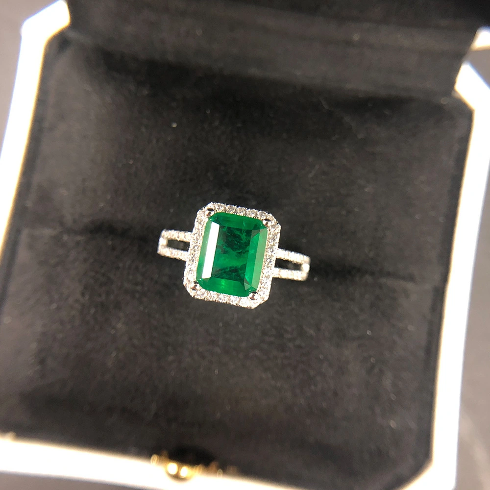 Light Luxury And Exquisite Square Emerald Ring Niche Design Jewelry