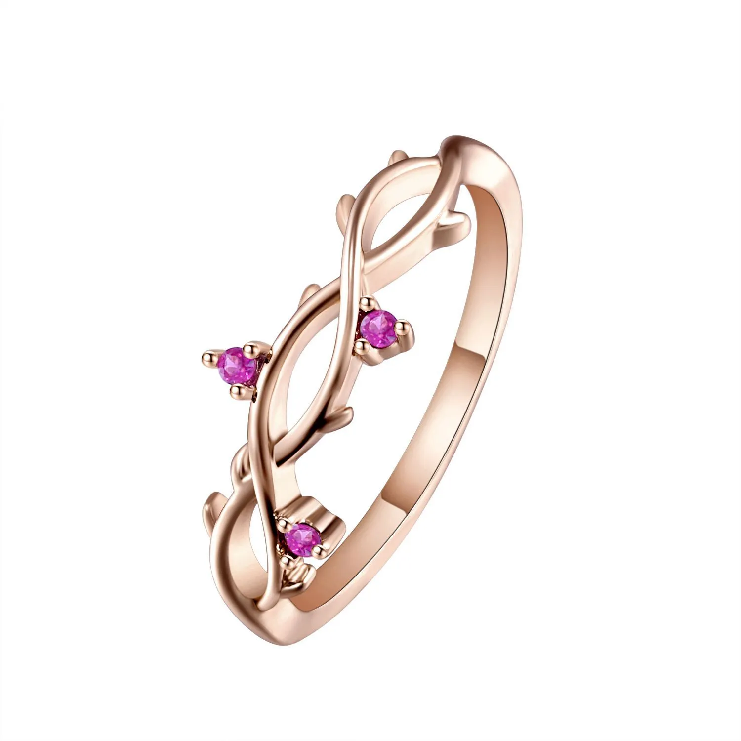 Simple and versatile personality index finger branch zircon ring