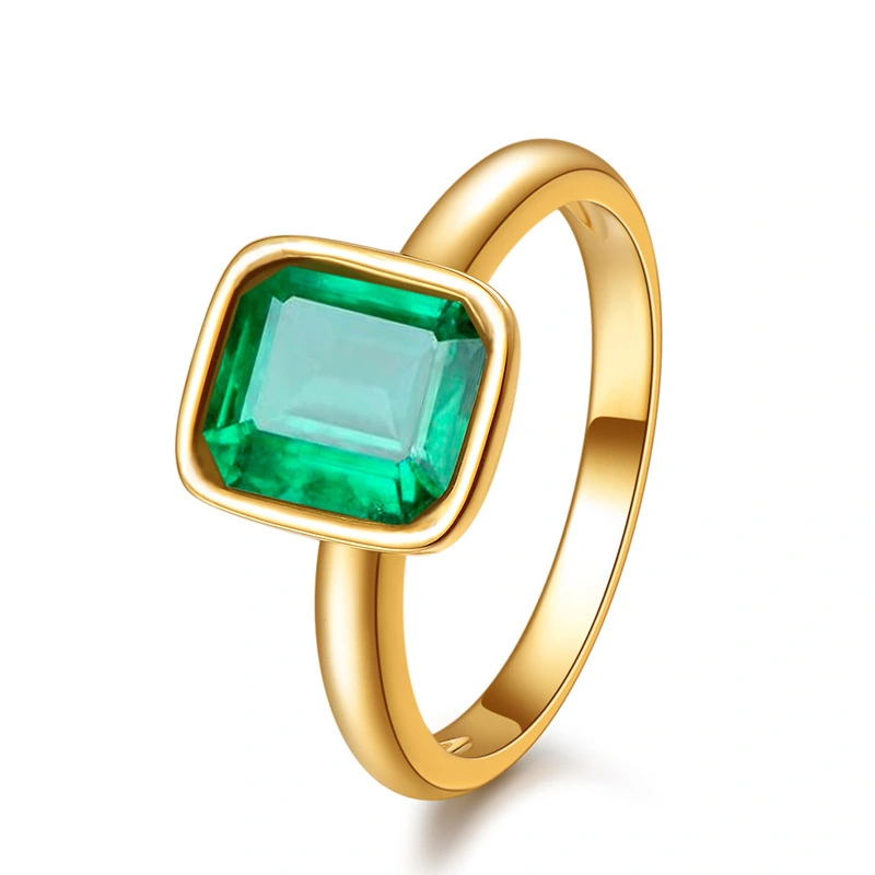 Emerald rectangular colored gemstone ring