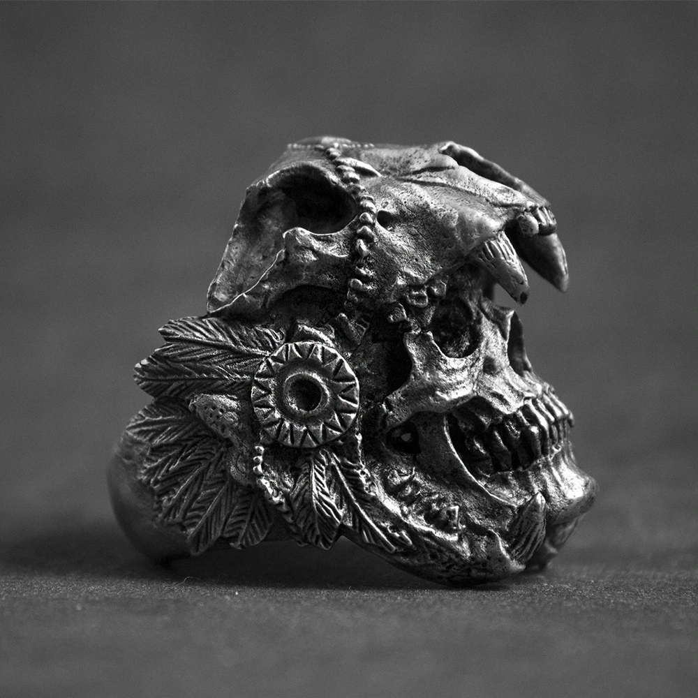 Skull head retro devil skull ring