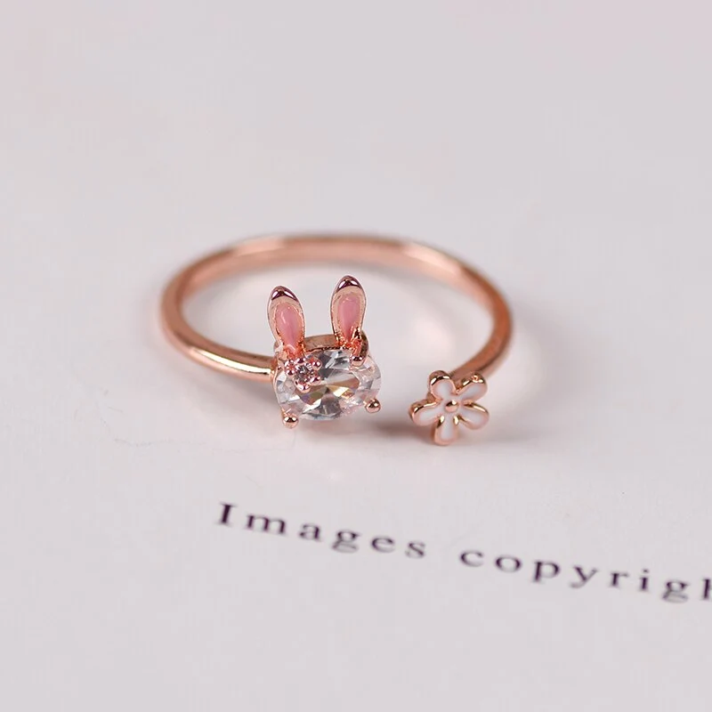 Simple And Versatile Creative Rabbit Diamond Ring