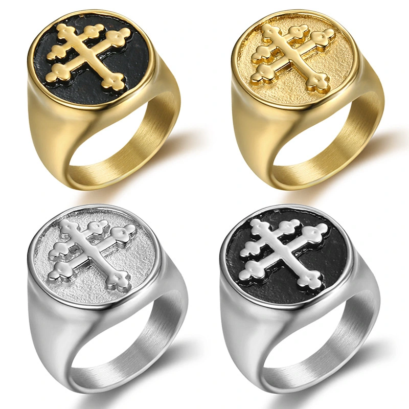 Cross stainless steel ring