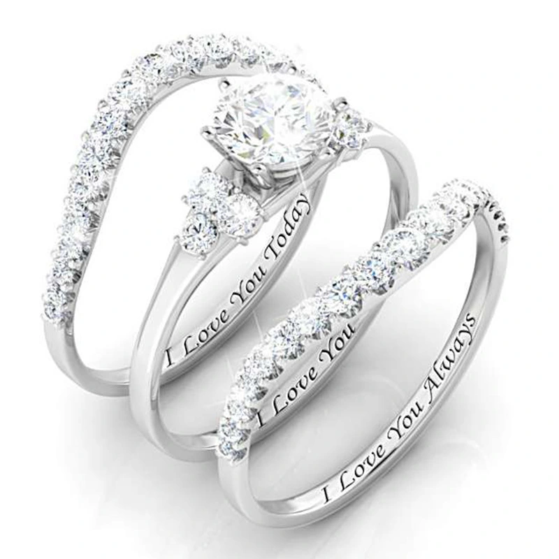 Three-piece diamond ring