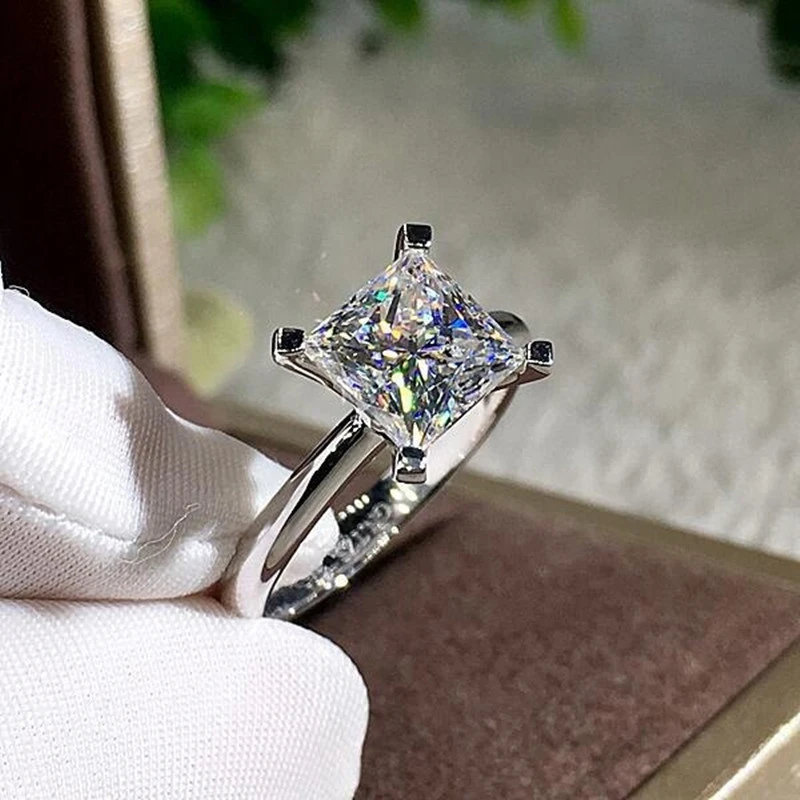 Alloy square zircon ring