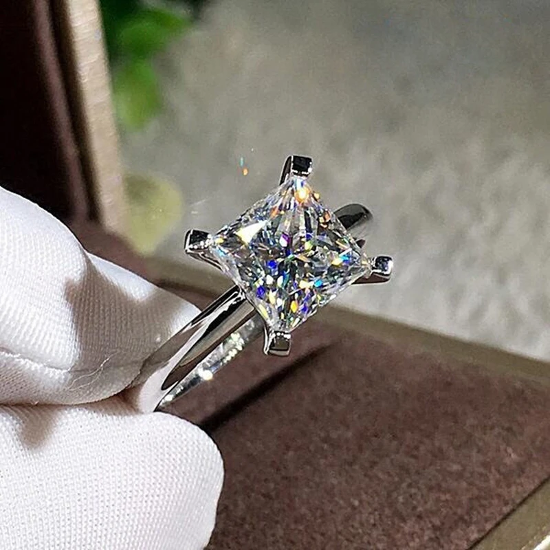 Alloy square zircon ring