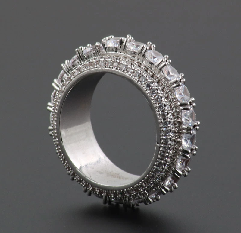 Hip-hop full diamond rotating ring zircon micro-set ring